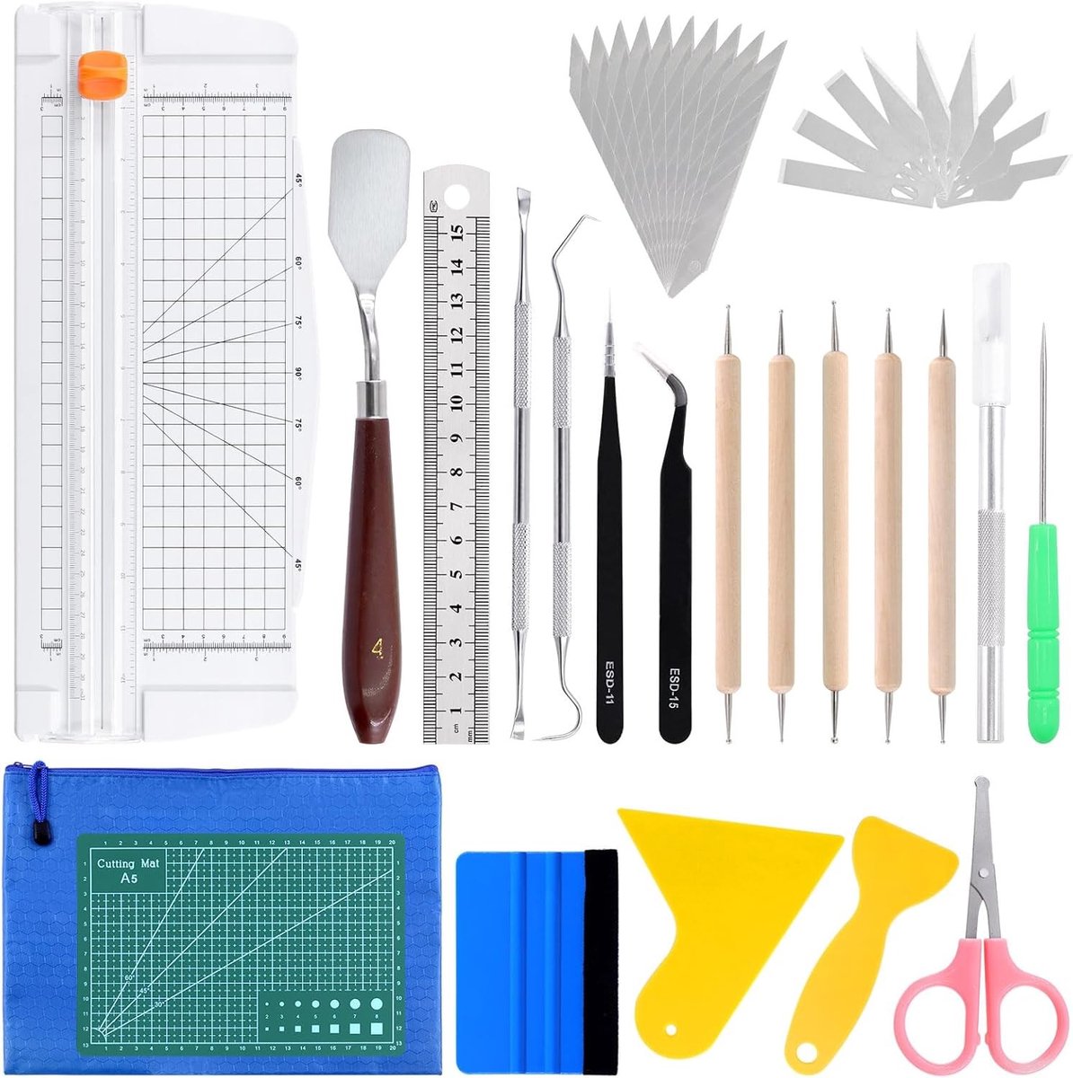 31-delige Weeding Tools Kit voor Vinyl en Creatieve Projecten met Papier Snijder en Trimmer voor Silhouetten, Scrapbooks en Lettering