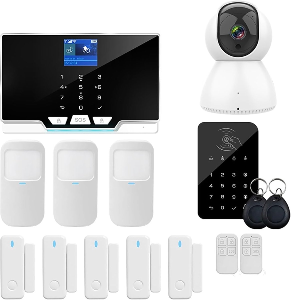 Alarmsysteem Kit - Beveiligingssysteem Woning - Huisbeveiliging - App Bediening - 180x115x20mm - Zwart