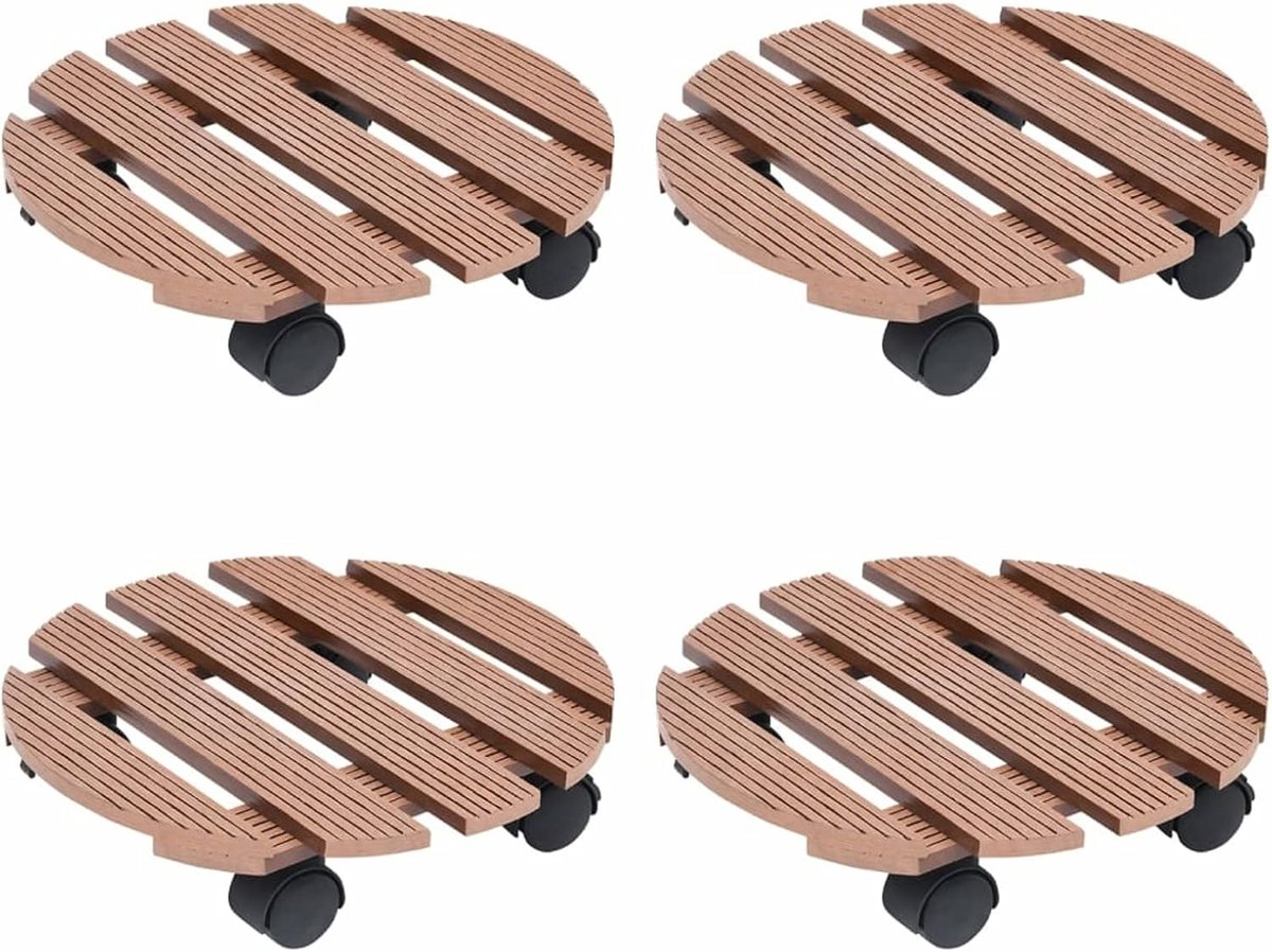 Plantenkarren Set - Bloempot Trolley - Planten Verplaatsen - Met Remmen - Ø 30 cm - Bruin