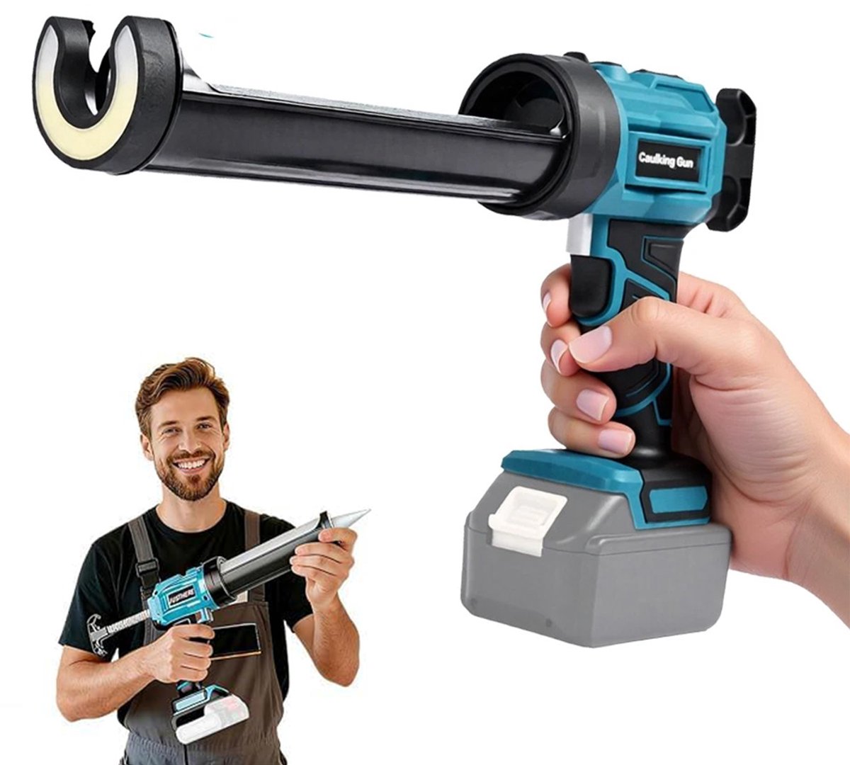 Draadloos elektrisch kitpistool – Lithium-accumodel - 250 kg druk - 4 snelheidsstanden - Draadloos ontwerp - 51 lijmpistool - Draadloos kitpistool voor siliconenlijm - Compatibel met Makita 18V-accu's