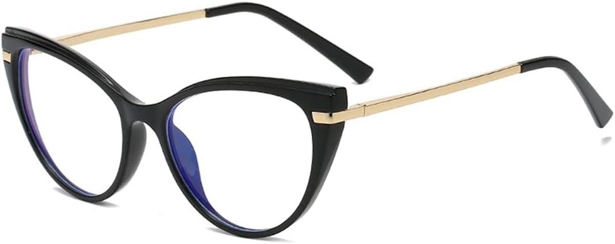 Blauw Licht Bril - Computerbril Dames - Ogen Beschermen - Kat Oog Montuur - 48 mm Glashoogte - Zonder Kleur