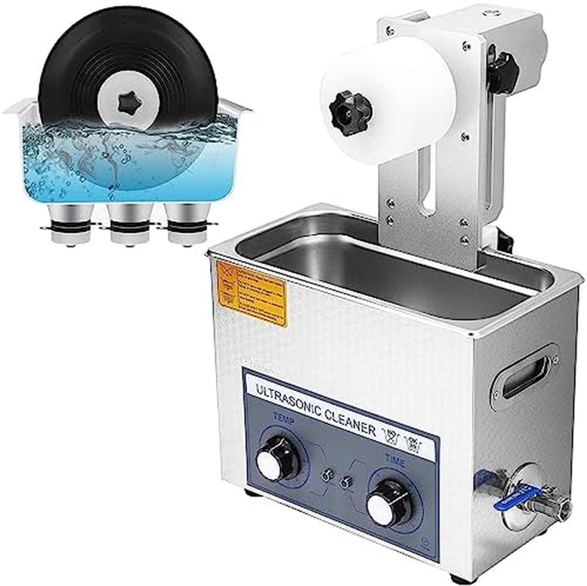 Ultrasoon Vinylreiniger - Platenwasser - Vinylplaten Onderhouden - Automatisch Roterende Reiniging - 6L Tank - Zilver