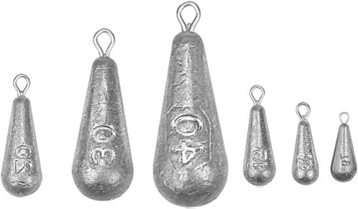 Cocoplus - Valvorm loodset - Visgewicht sinker - Outdoor-gereedschap - Geschikt voor vissen - 56 stuks 7/10/15/20/30/40 gram - groen vis lokken set met loodgieten kit.