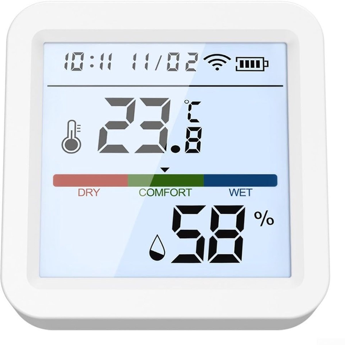 Temperatuur Vochtigheid Sensor - Hygrometer Thermometer - Binnenklimaat Bewaken - Real-time Metingen - 8 x 8 x 5 cm - Wit