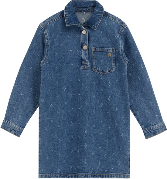 WE Fashion Meisjes denim jurk met structuur