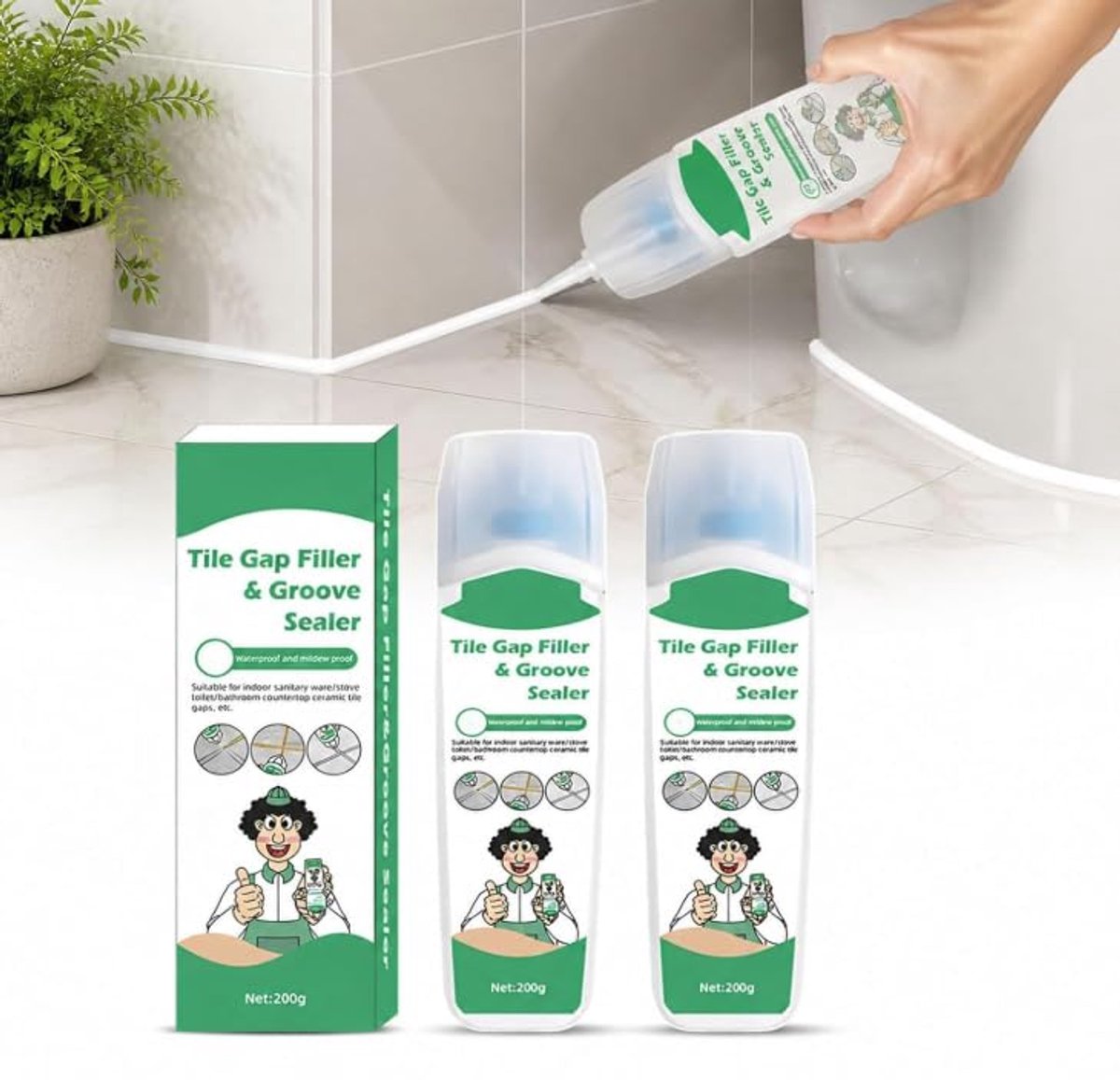 Waterdichte Voegenvuller - Tegelvoeg Reparatie - Badkamer Vernieuwen - Sneldrogende Formule - 200 Gram - Wit