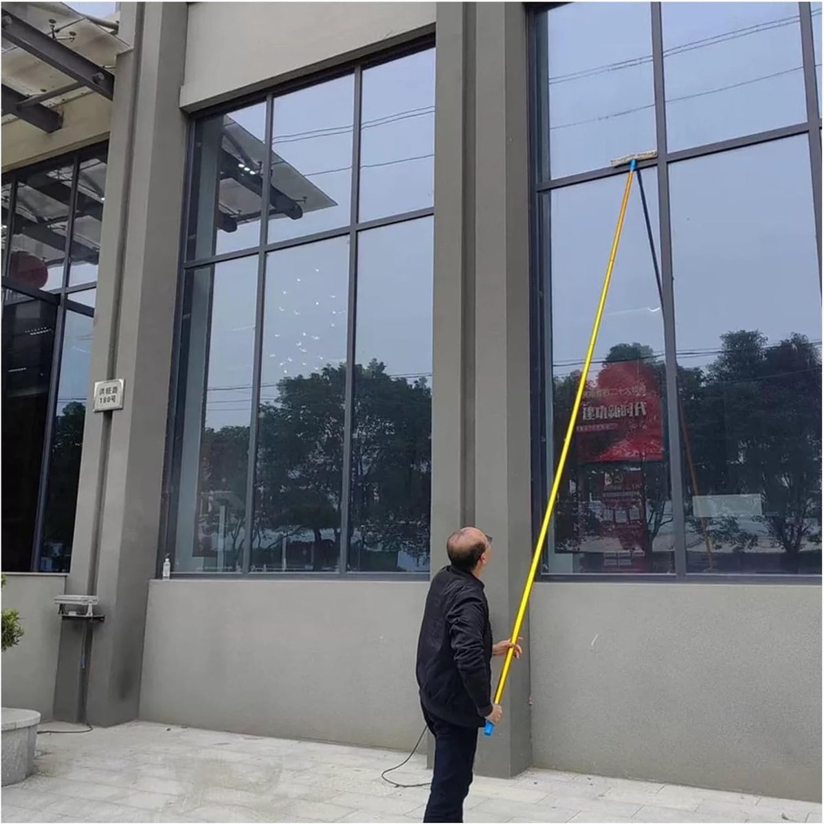 Raamtrekker Lange Stang - Raamwisser Telescoop - Ramen Schoonmaken - Lichtgewicht Titaniumlegering - Tot 5.5m - Grijs