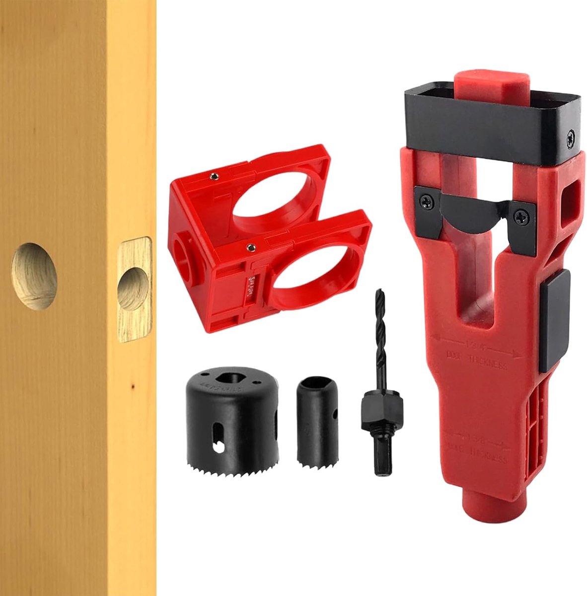 Deurslot Installatiekit - Slot Plaatsingsgereedschap - Nauwkeurig Boren - Compatibel met Boormachines - 21.5 x 20.5 x 8.5 cm - Grijs