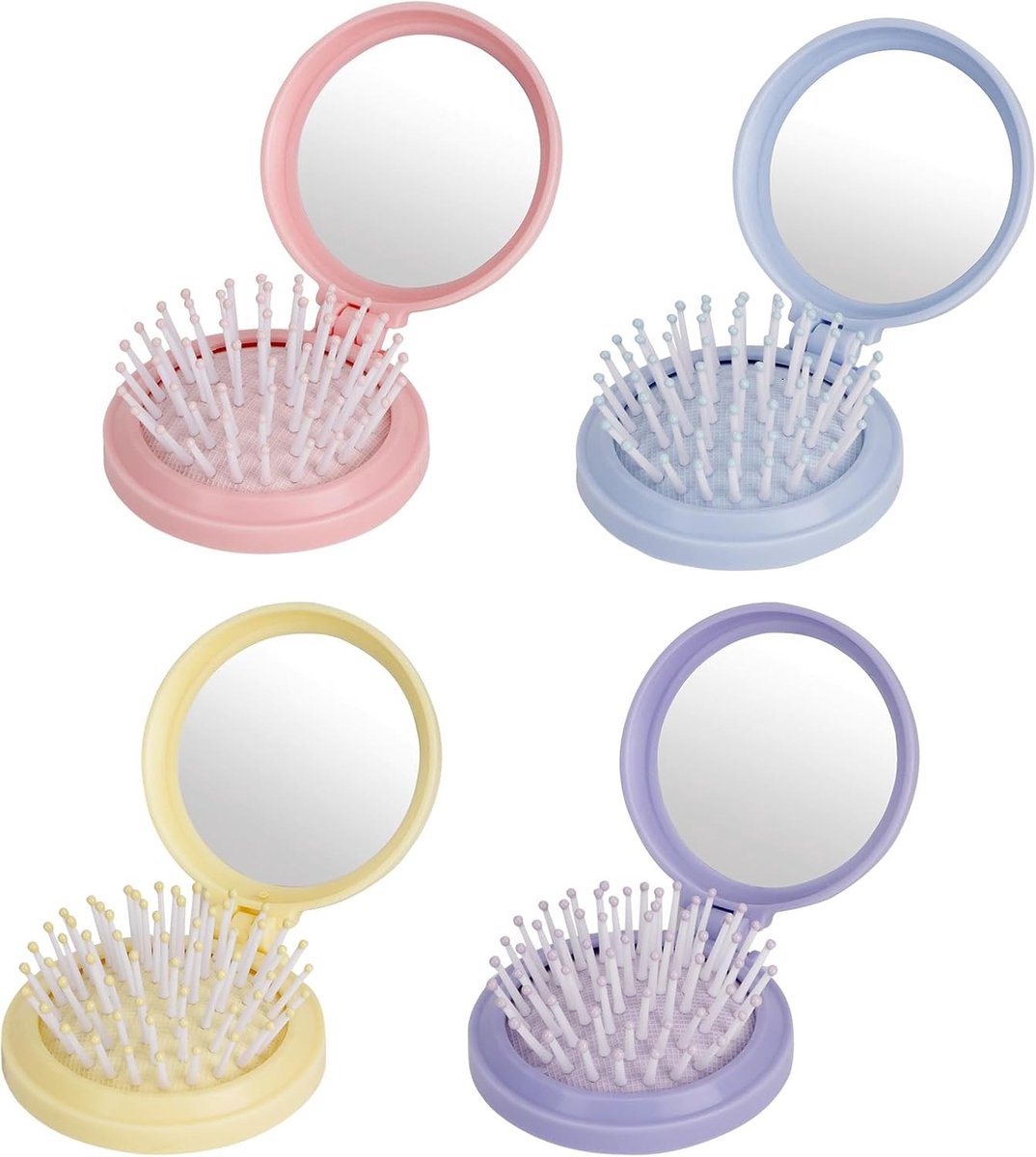 Opvouwbare Haarborstel met Spiegel - Lichtgewicht ABS - Compact en Draagbaar - Voor Dames en Heren