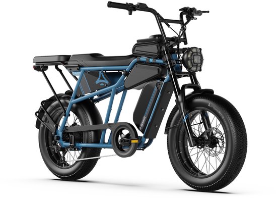 A-Spadz CAVET Air Plus - Elektrische Fatbike - Inclusief Achterzitje - Inclusief Tasjes - Inclusief Voetsteuntjes - 20 Inch - 250W Motor - 7 Versnellingen - 100 km Actieradius - Hydraulische Schijfremmen - Blauw — afbeelding 5