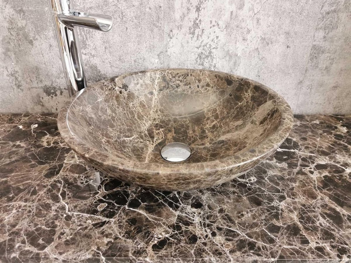 Marmeren Wastafel - Ovaal Bekken - Badkamer Inrichting - Eerste Keuze Kwaliteit - 43 cm - Wit
