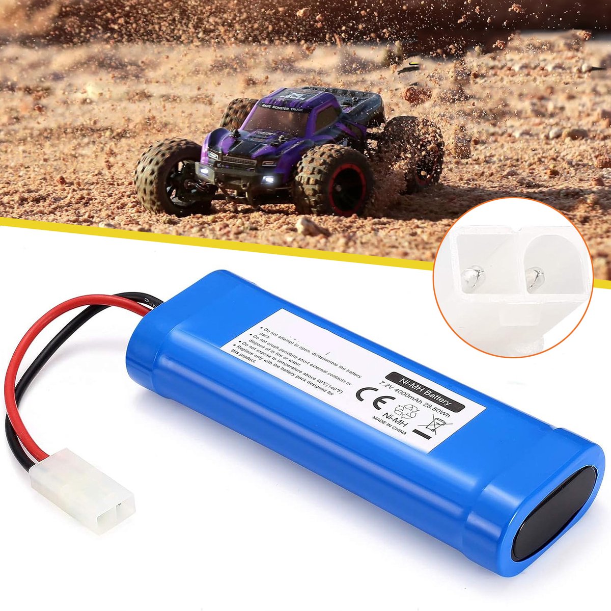 7,2 V NiMH-Batterij - 4000mah Accu Voor RC Auto's Vliegtuigen En Boten - Batterijpakket - Oplaadbare Batterij
