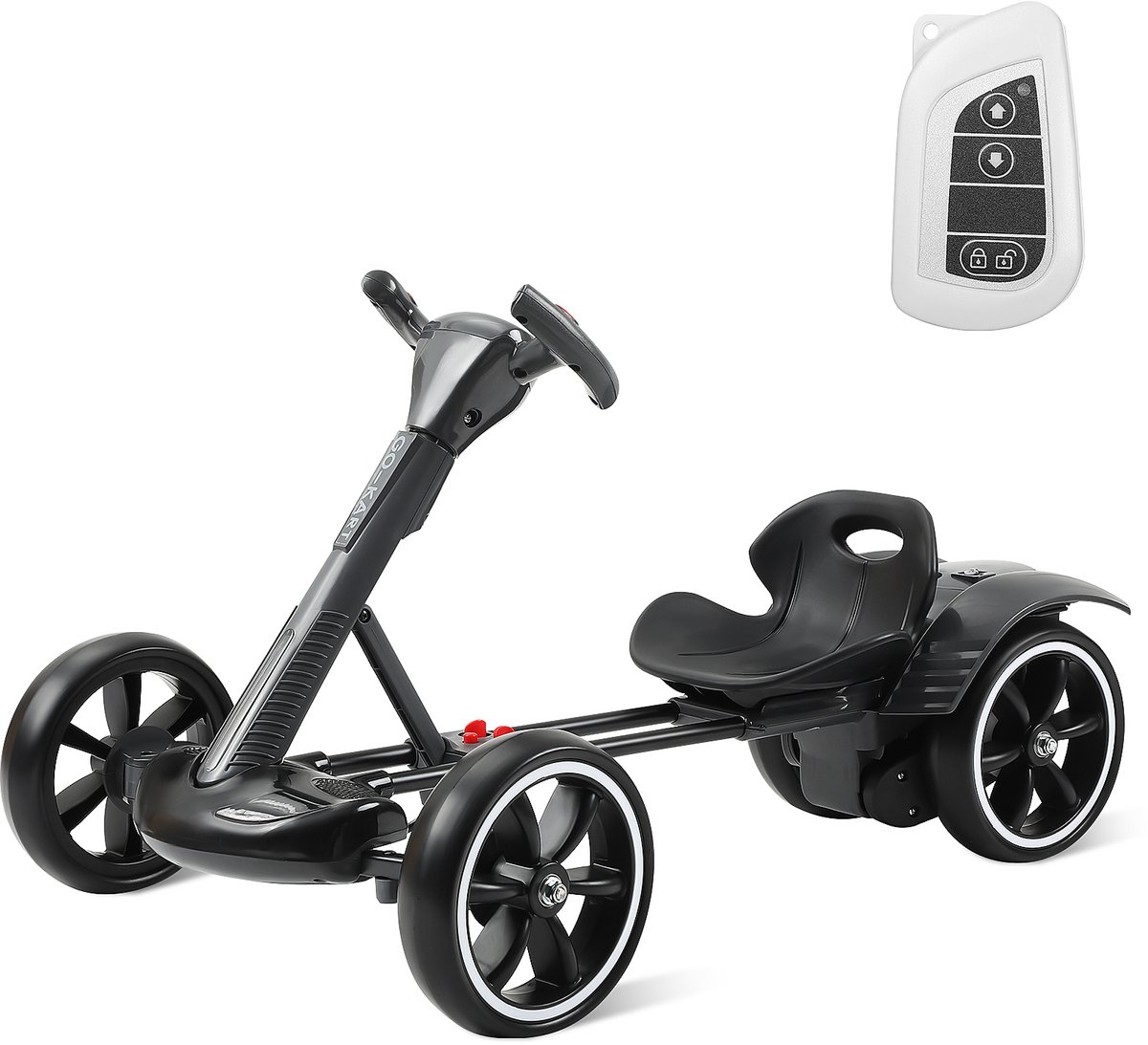 Elektrische Kinderkart Zwart – Met Afstandsbediening, Bluetooth Speaker, 3-5 km/u – Max. 50 kg – Geschikt voor 3-8 Jaar – Incl. Oplader – EU-stekker