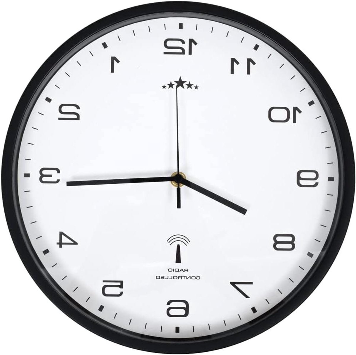 Radiogestuurde Wandklok - Radioklok Automatisch - Altijd Juiste Tijd - Automatische Tijdinstelling - 31 cm Diameter - Wit Zwart