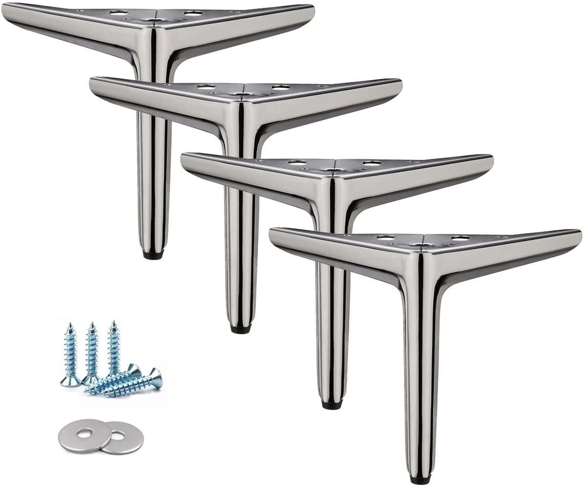Omgoods- Meubelpoten 15 cm - Set van 4 - Zwarte Driehoekige Poten - Hoogwaardig Ijzer - Geschikt voor Banken/Kasten/Tafels - Meubelbenen