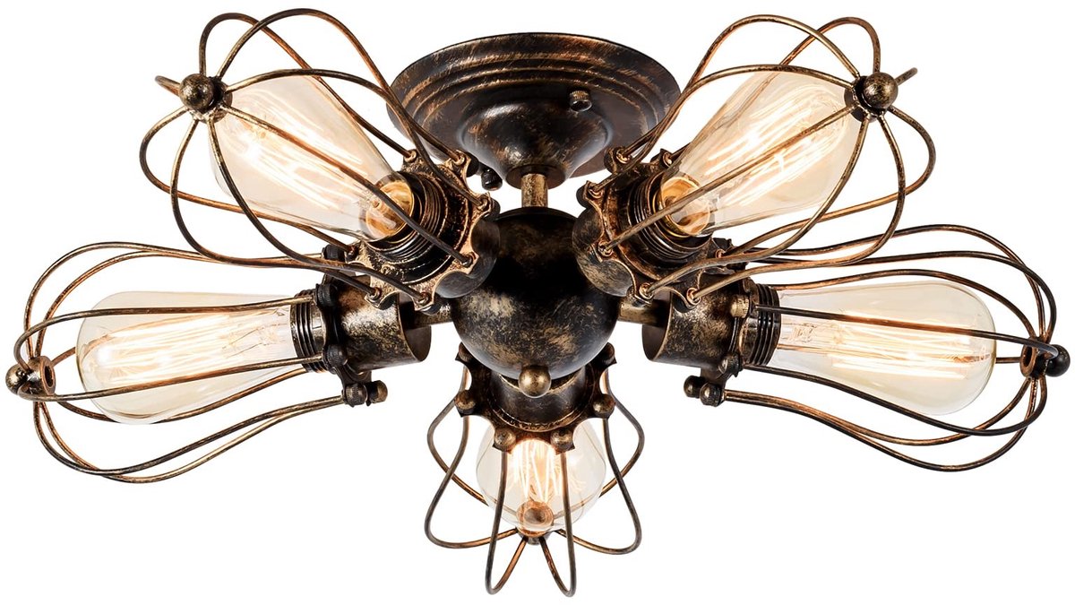 Omgoods - Vintage Hanglamp met E27 Fitting en Metaal Kooi