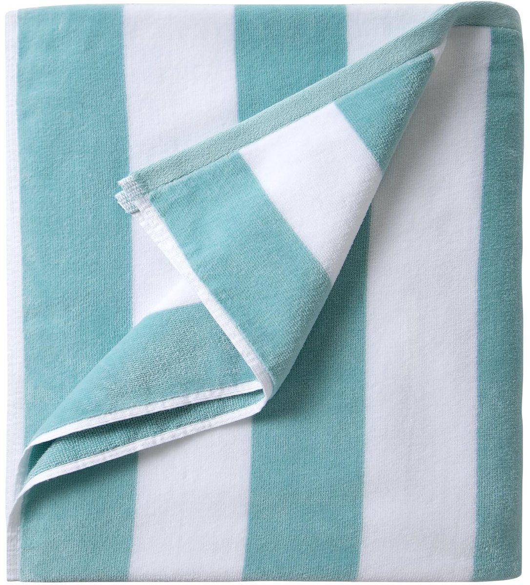 Omgoods - Extra Grote Strandhanddoek van Zacht Katoen - Mystiek Blauw Gestreept 96x180cm