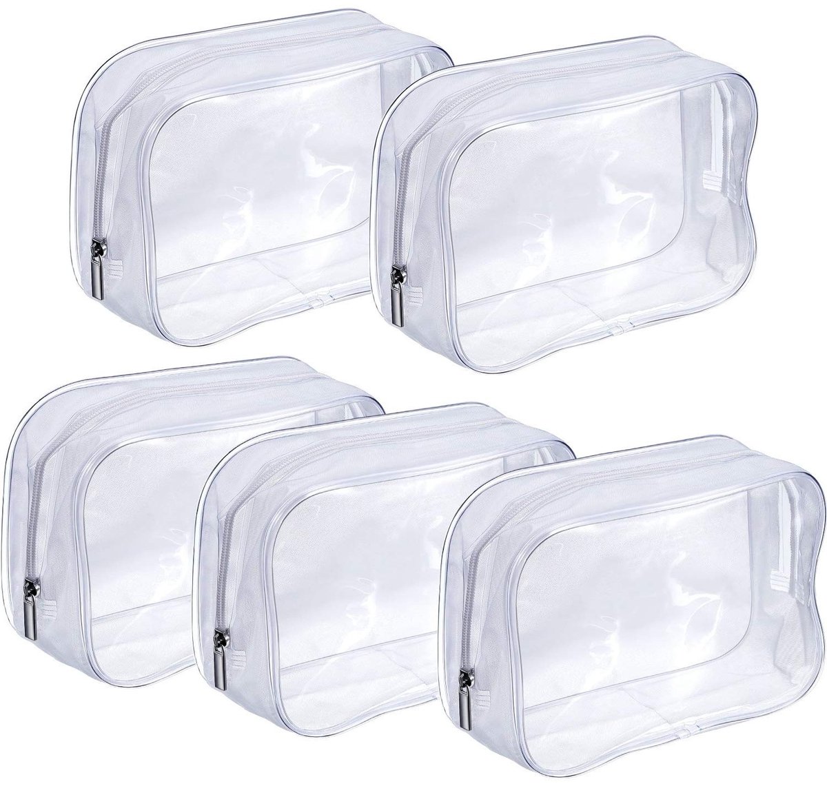 Omgoods- Cosmetica Tas Waterdicht - Toilettas Dames/Heren - Reisorganizer - Transparant - Set van 5 - 17 x 6 x 12 cm