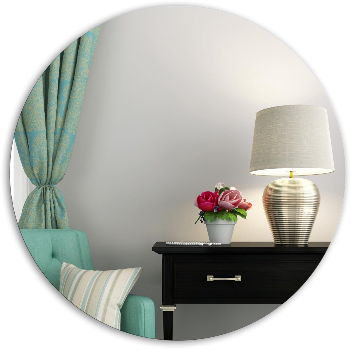 Omgoods - Ronde Wandspiegel van Kristalglas voor Badkamer en Woonkamer