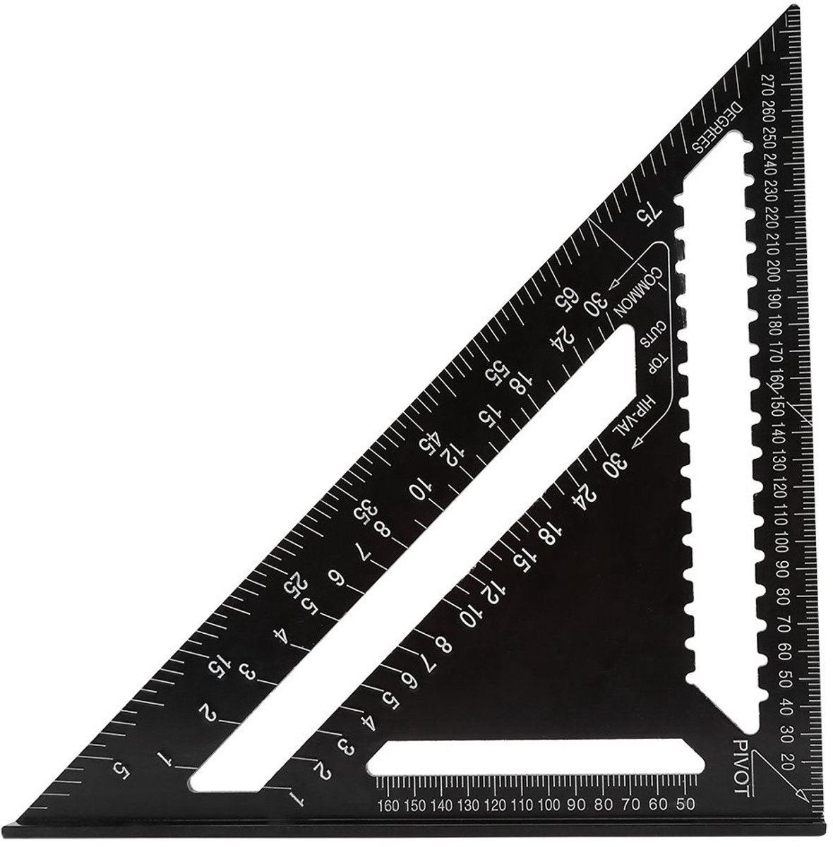 Omgoods- Driehoek Liniaal 12 Inch - Aluminium - Hoge Precisie - Multifunctioneel - Corrosiebestendig - Rechte Hoek Basis - Duidelijke Schaal - Meetlat