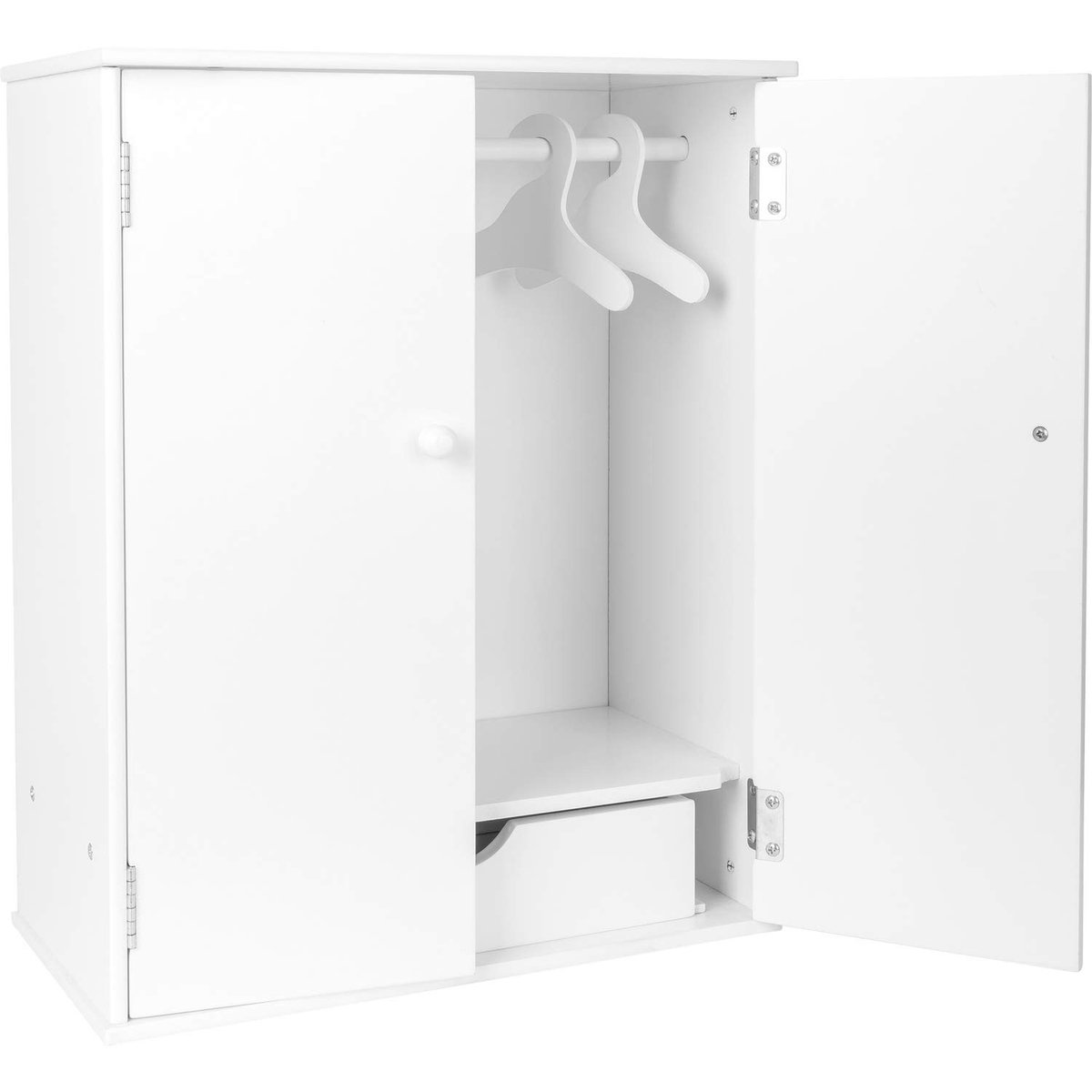 Omgoods - Houten Poppenkast met Kledingrail 53 cm Wit