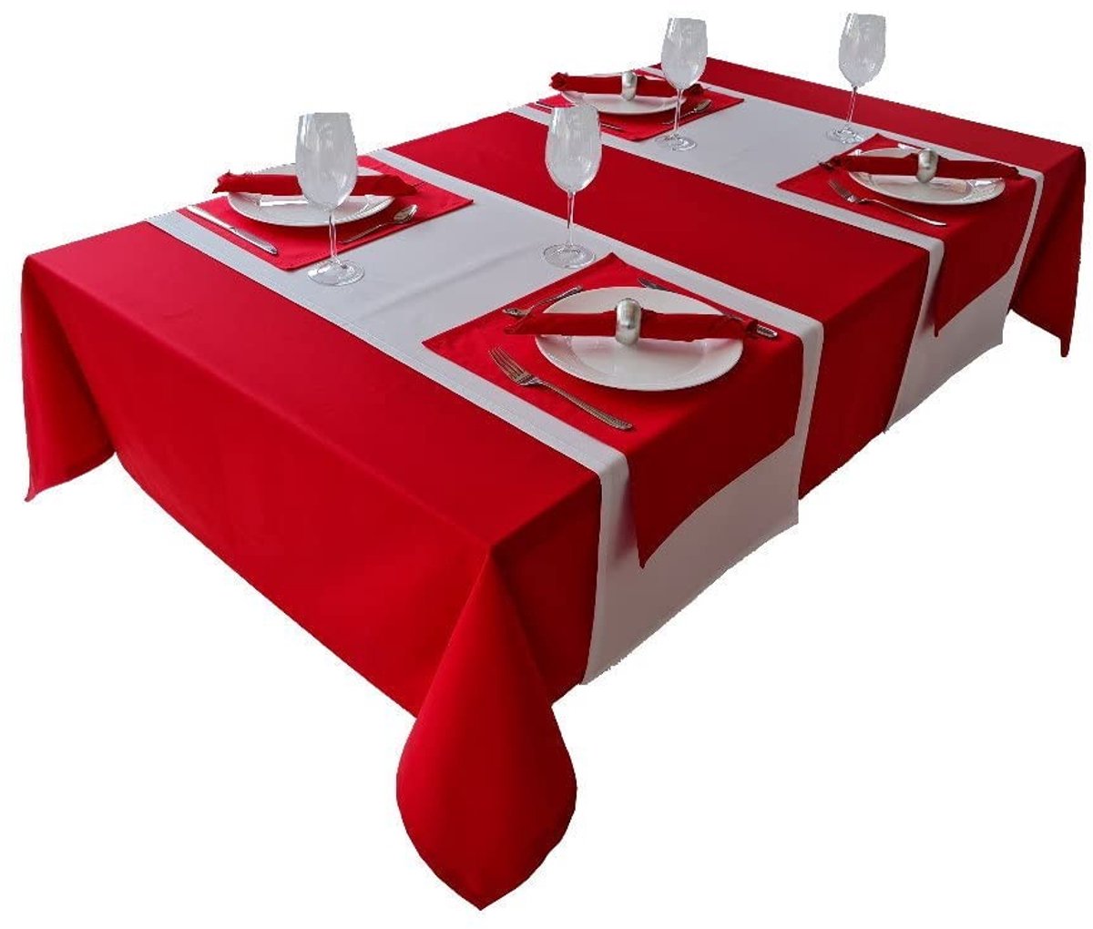 Omgoods - Tafelkleed van 100% Katoen 150x300 cm Rood