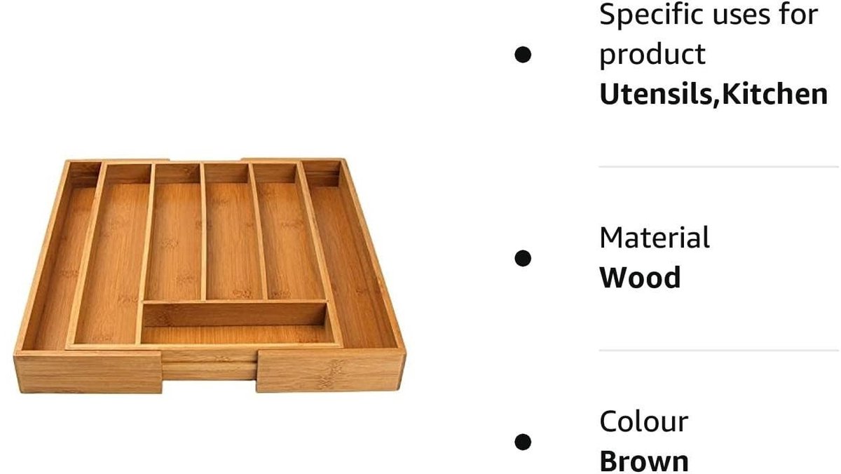 Omgoods - Houten Bamboe Bestekbak met 7 Compartimenten voor Keukenladen