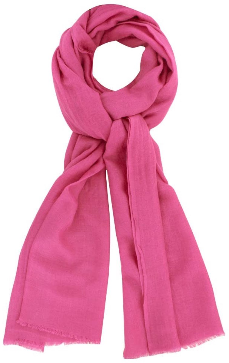 Omgoods - Effen Sjaal van Kasjmier en Modal in Fuchsia