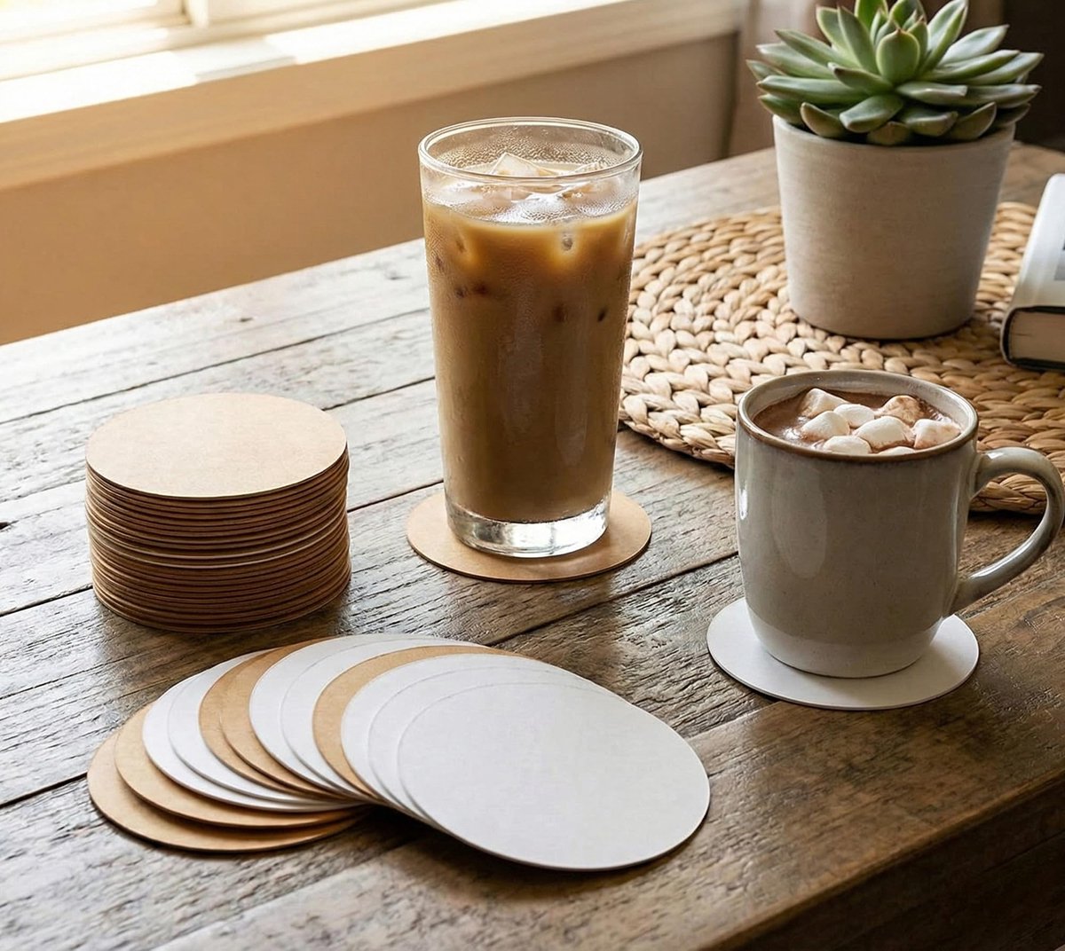 Omgoods - Wegwerp Papieren Onderzetters Set van 100 - Reversible Design
