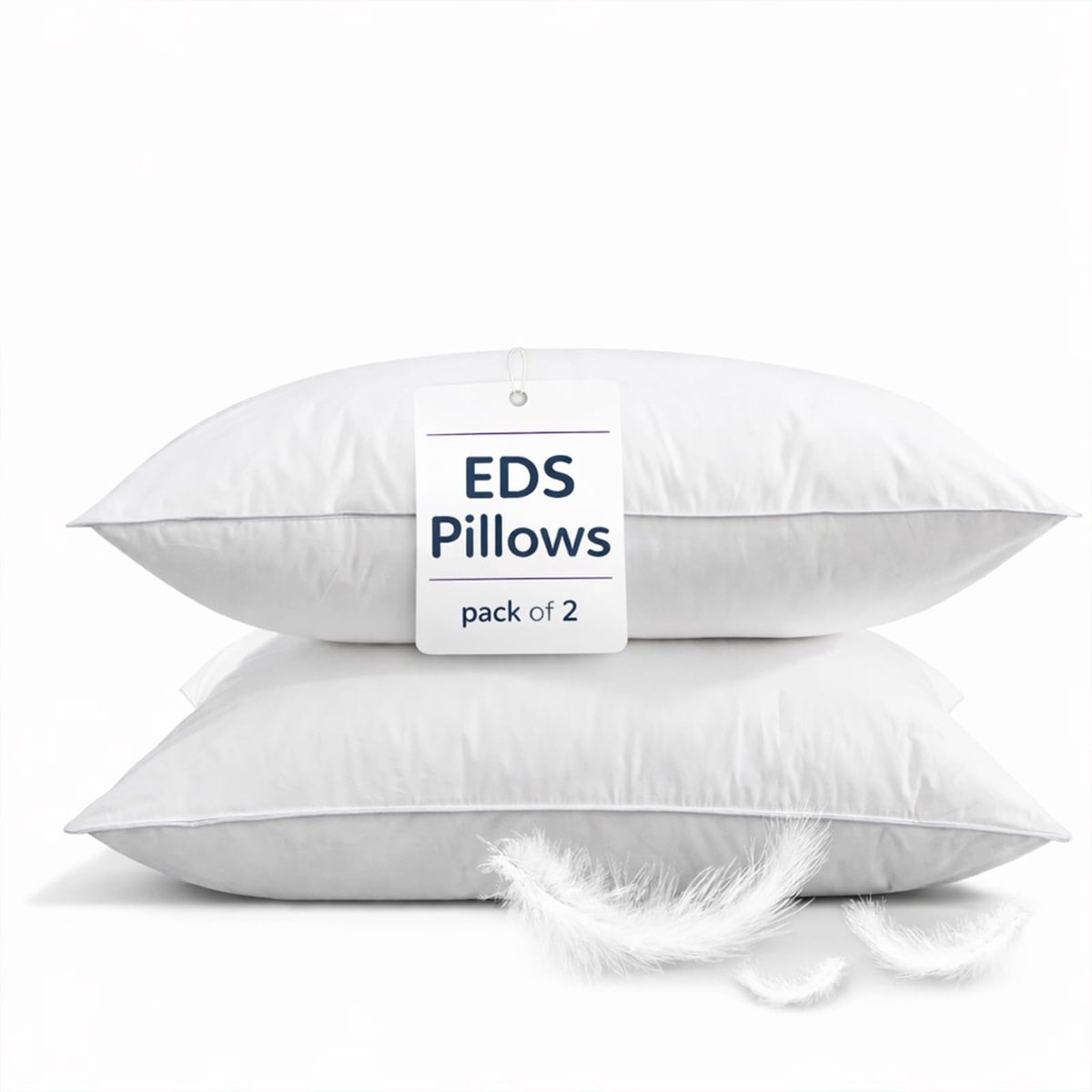Omgoods - Witte Eendenveren Kussen Set - 85% Veren 15% Dons - 100% Katoenen Hoes - 2 Stuks