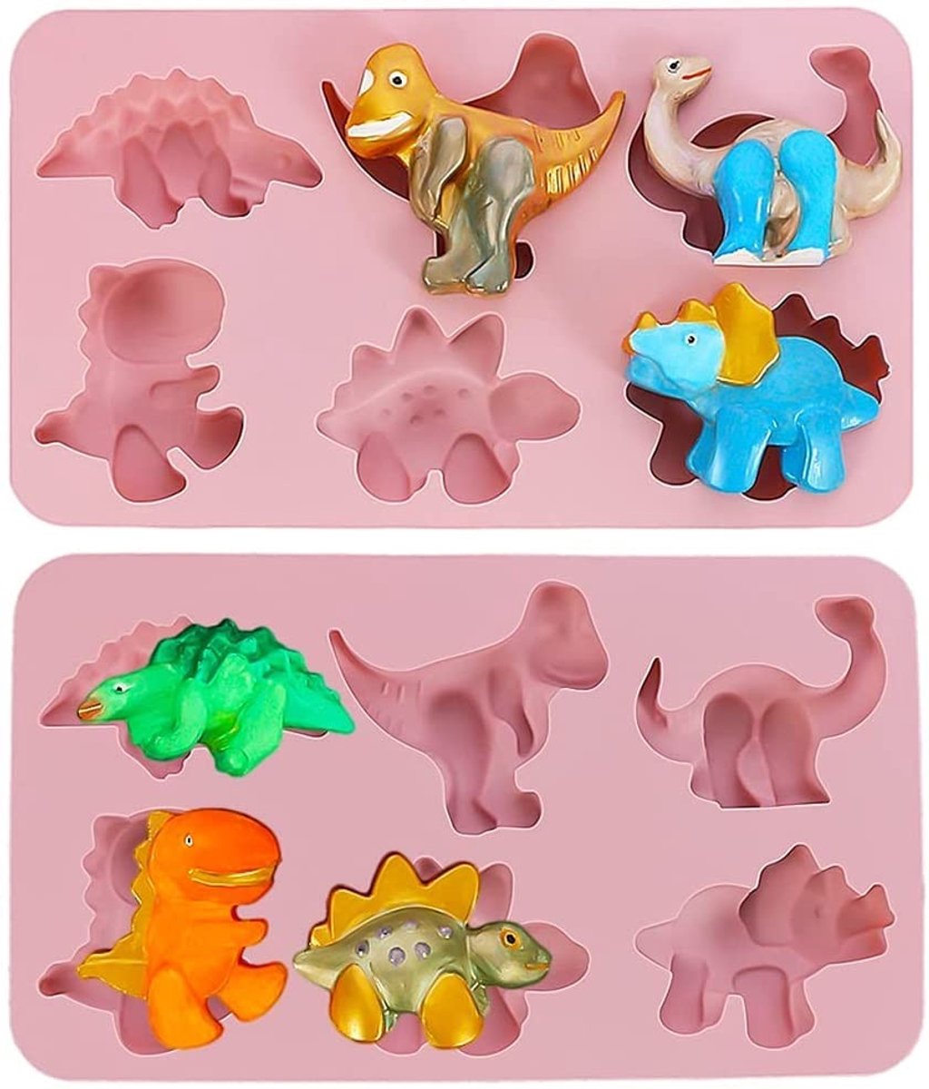 Omgoods - 3D Dinosaur Cake Mould - 2 Stuks Siliconen Mallen voor Taart en Chocolade