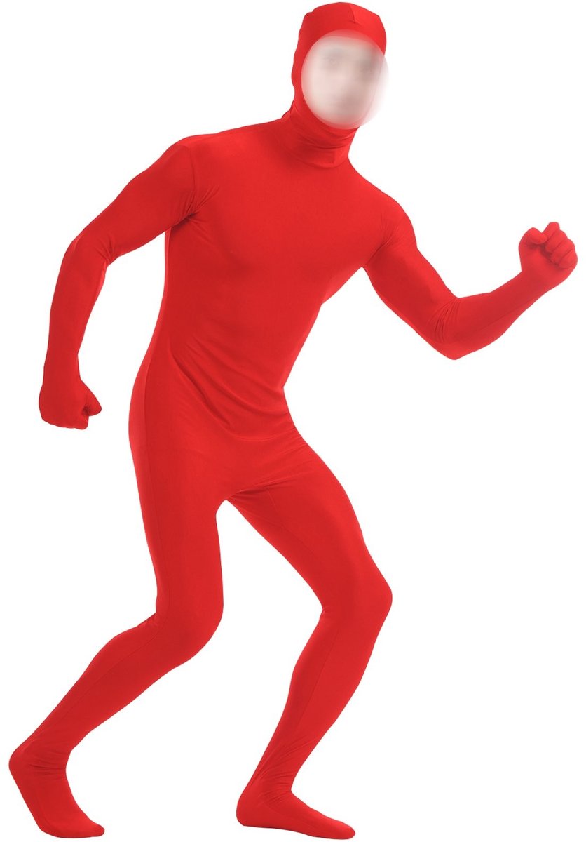Omgoods - Zwart Spandex Bodysuit voor Volwassenen met Open Gezicht