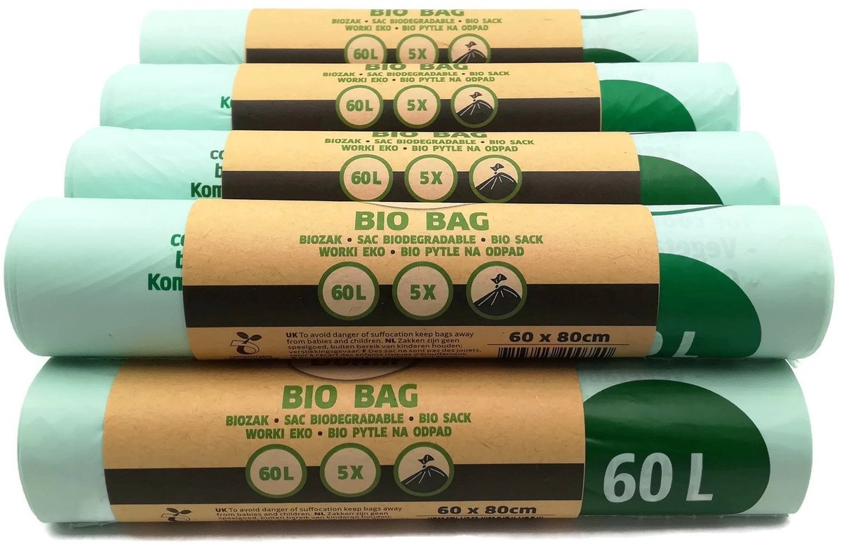 Omgoods - Biologisch Afbreekbare Vuilniszakken 60 Liter - 50 Stuks