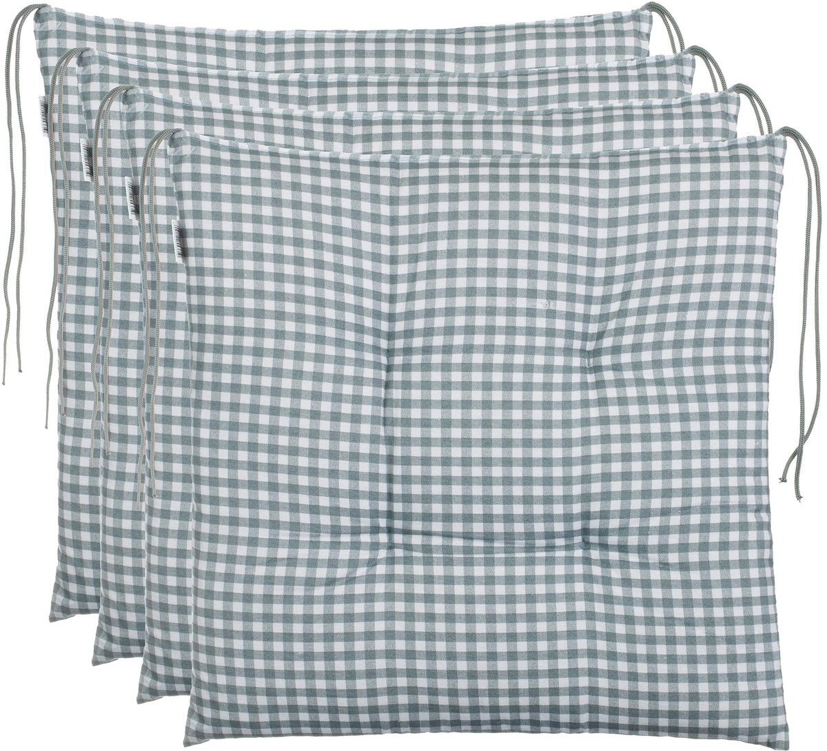 Omgoods - Set van 4 Tuinkussens 40 x 40 cm in Grijs met Ruitpatroon