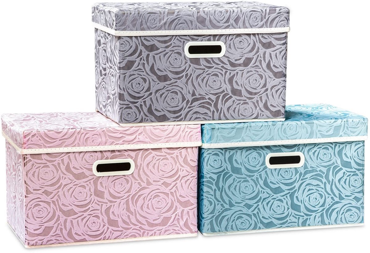 Omgoods - Set van 3 Multicolor Opbergdozen met Deksel