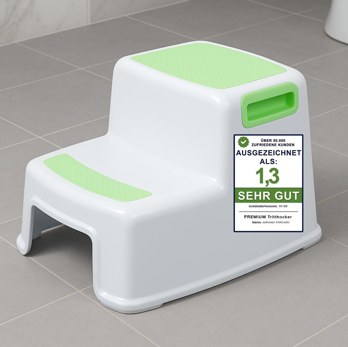 Omgoods - Kinderen 2-Trede Stapstoel met Antislip en Handvatten