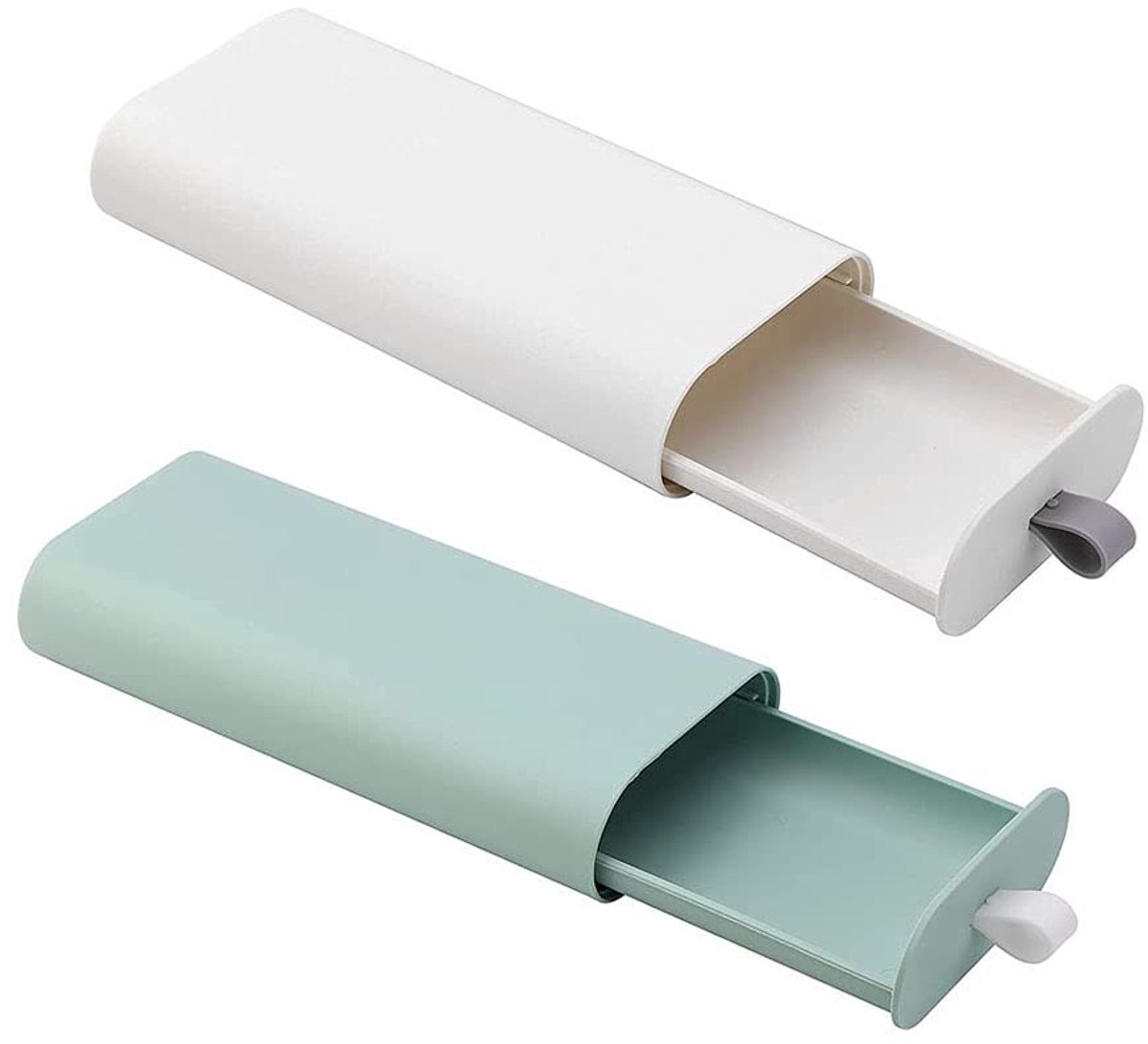Omgoods - Set van 2 Verborgen Lade Organizers voor Onder Bureau - Groen en Wit