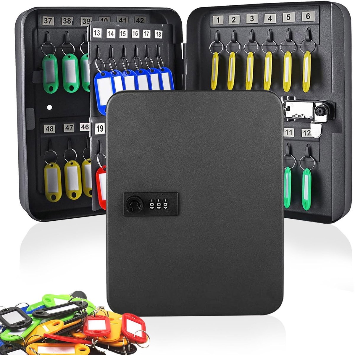 Omgoods - Wandmontage Sleutelkluis met Combinatielock voor 48 Sleutels