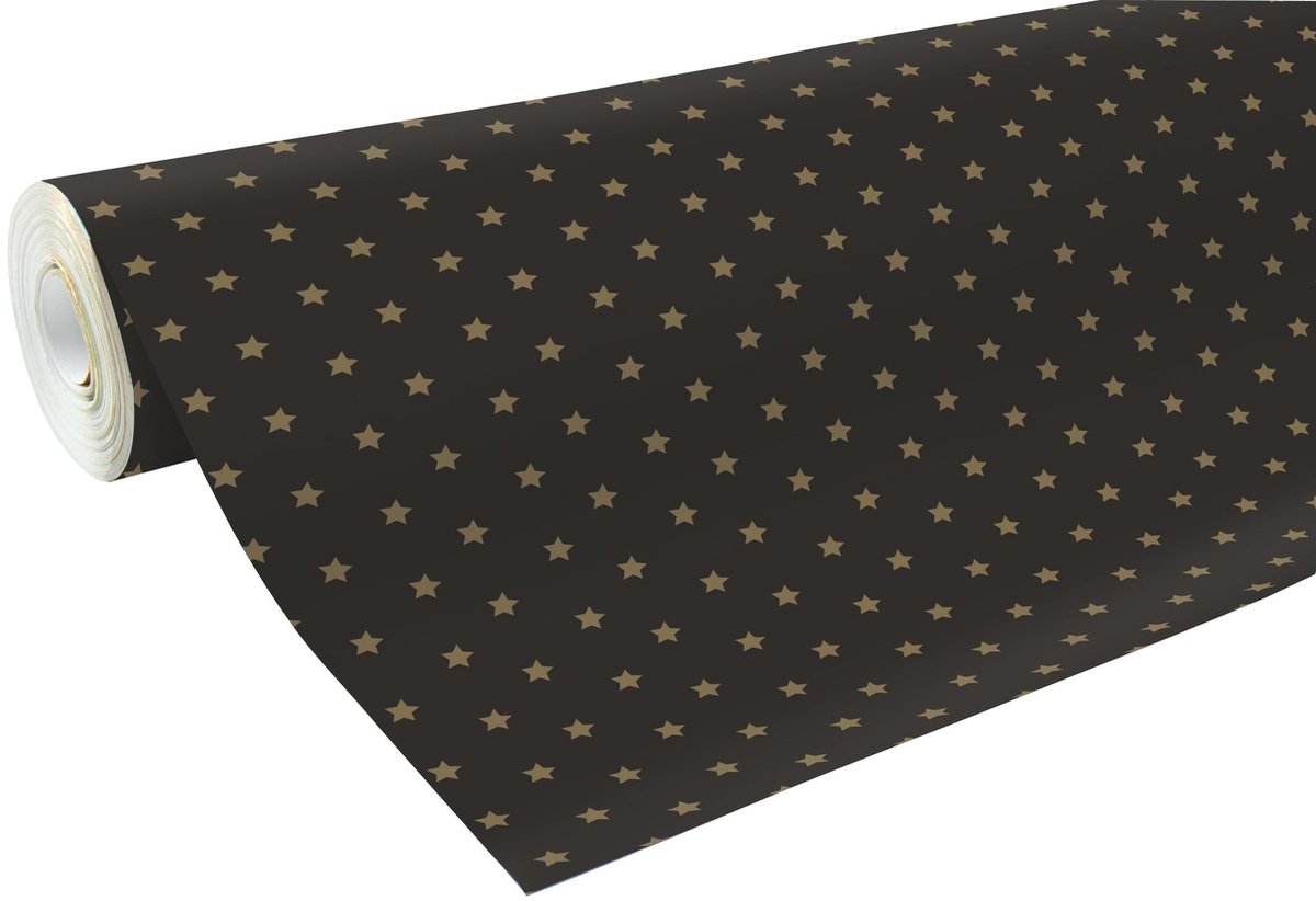 Omgoods - Cadeau inpakpapier met Gouden Sterren Motief, 50 x 0.7 m