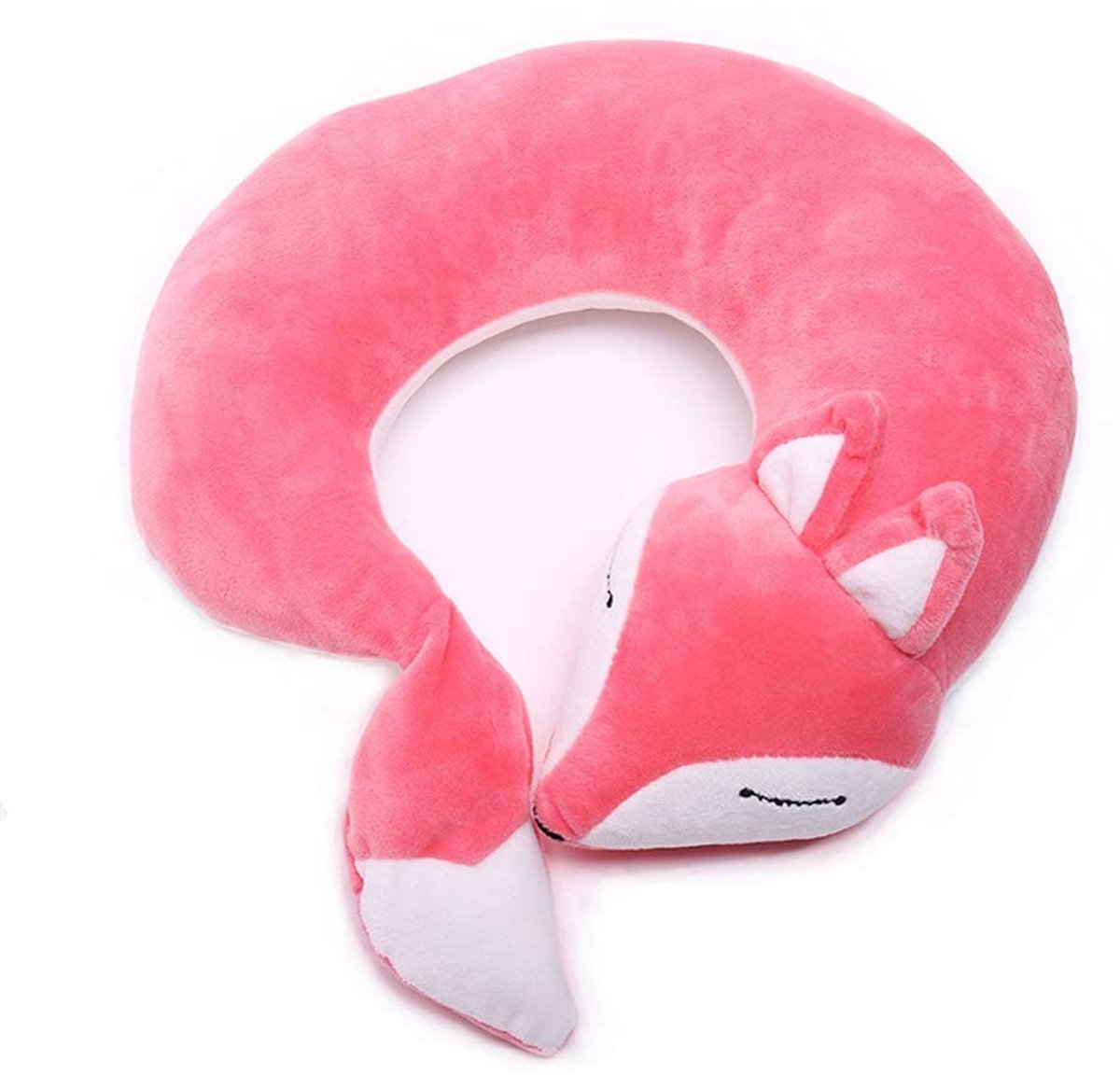 Omgoods - Reiskussen Fox Cartoon - Ergonomisch U-vormig Pluche Kussen voor Comfortabel Reizen