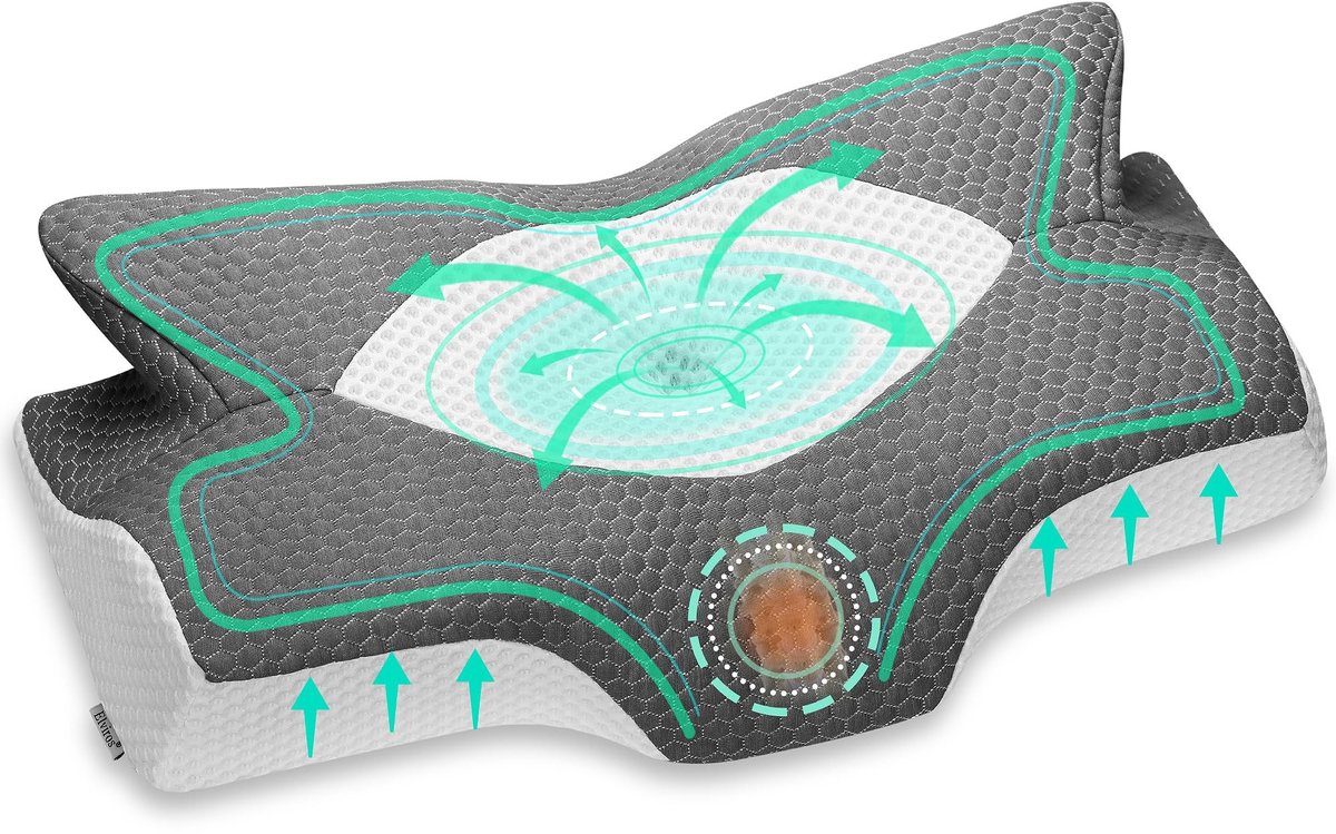 Omgoods - Ergonomisch Orthopedisch Traagschuim Neksteunkussen - Donkergrijs