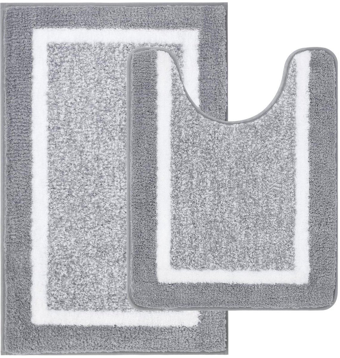 Omgoods - Antislip Badmatten - 2 Stuks - Microvezel - Donkergrijs