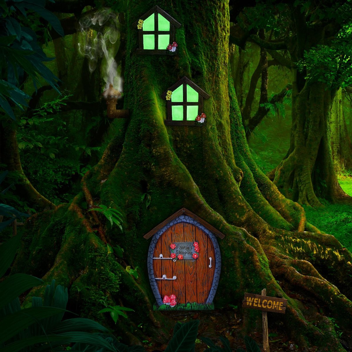 Omgoods - Miniatuur Deur en Raam met Lamp voor Kinderen