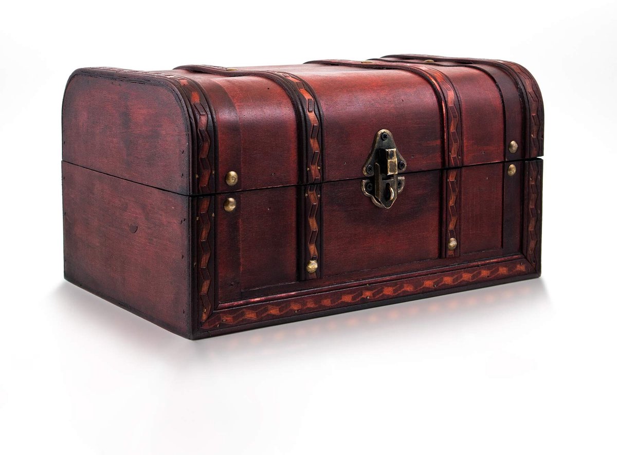 Omgoods - Houten Schatkist met Slot en Sleutel, 28 x 19 x 15 cm
