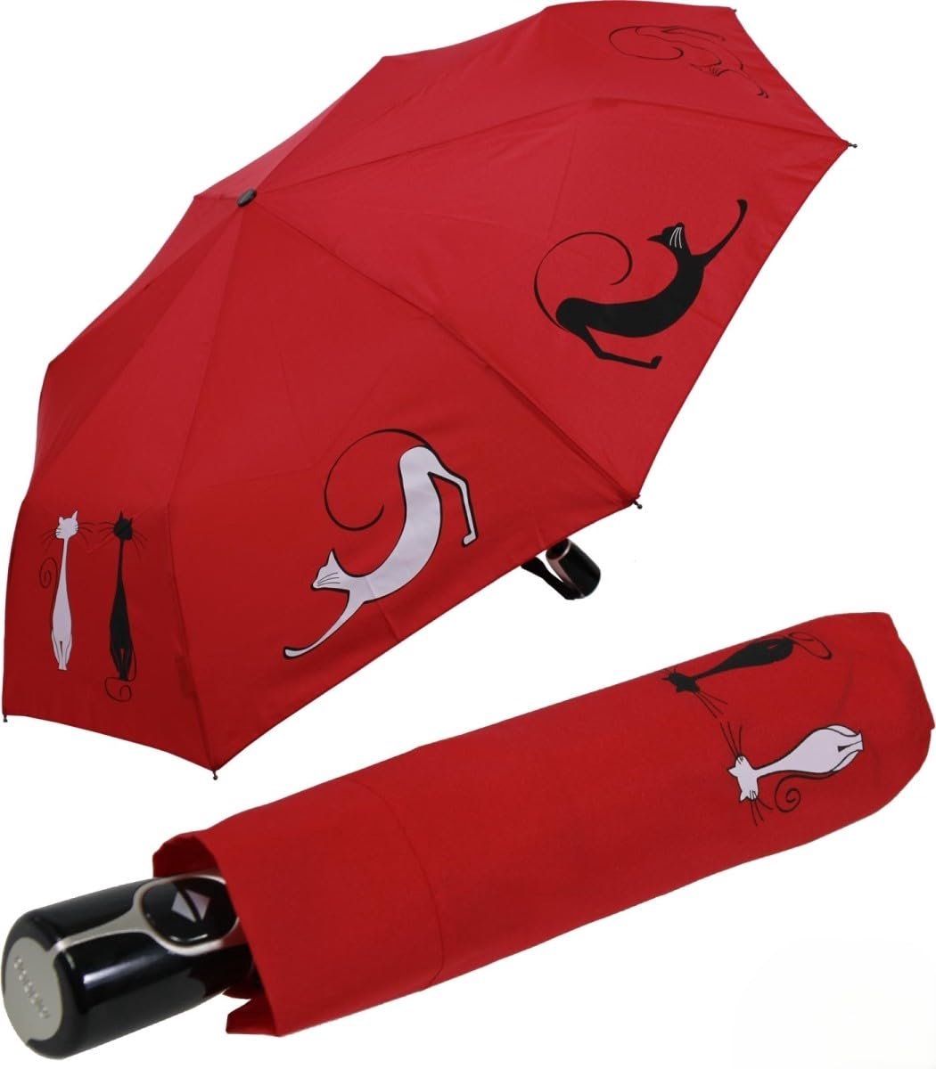 Omgoods - Doppler Mini Pocket Paraplu met Automatische Open- en Sluitfunctie - Katten Motief Groen