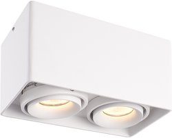 Esto LED Opbouwspot - Vierkant - 2 lichts - Kantelbaar - Dimbaar - 2700K warm wit - GU10 - Opbouwspot - Voor binnen - Vervangbare afdekring - Wit