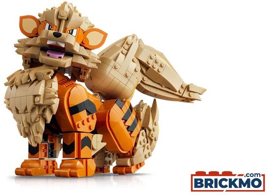 LEGO Arcanine figuur met oranje gestreepte poten en grote, pluizige manen.