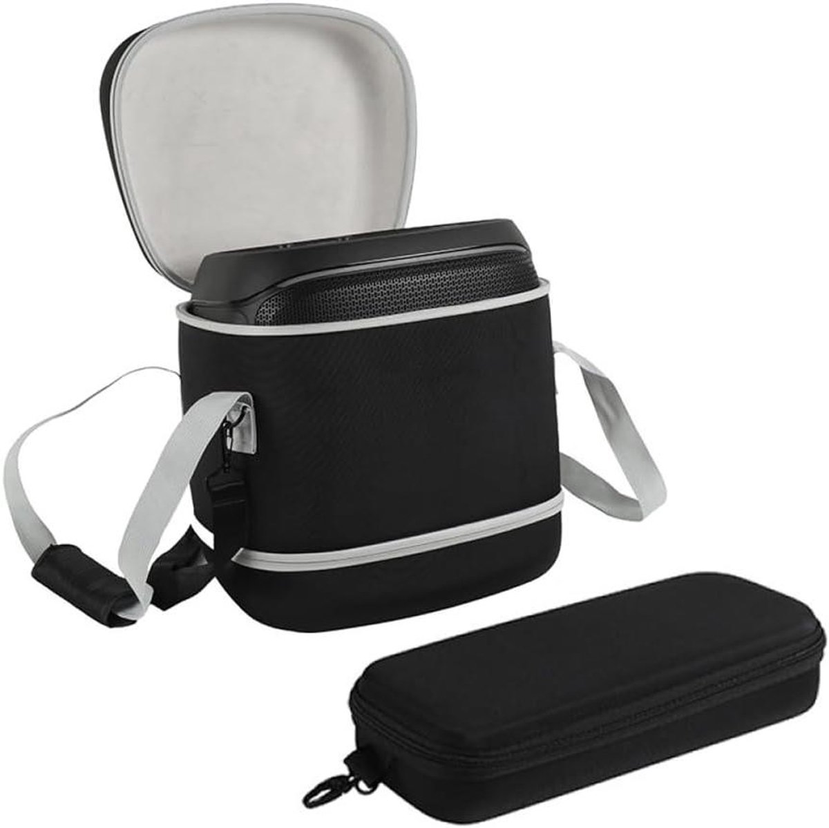 Luidspreker Beschermhoes - Draagbare Schoudertas Organizer - Karaoke Feesten - Met Mini-Microfoontas - 335 x 28 x 36 cm - Grijs
