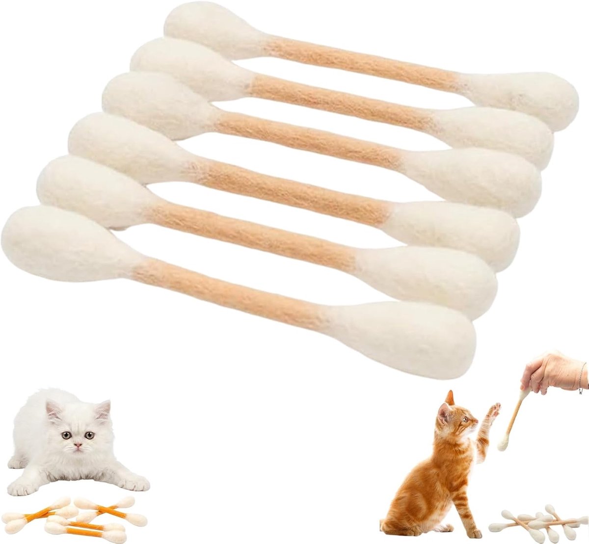 6 Stuks Large Cat Kauw Speelgoed - Met Kattenmunt - Creatieve Katoen Stick-stijl - Geschikt Voor Katten Binnen Verveling Verlichten - Duurzaam Tanden Slijpen Touw - Interactief Speelgoed Voor Huisdieren (Beige wit)