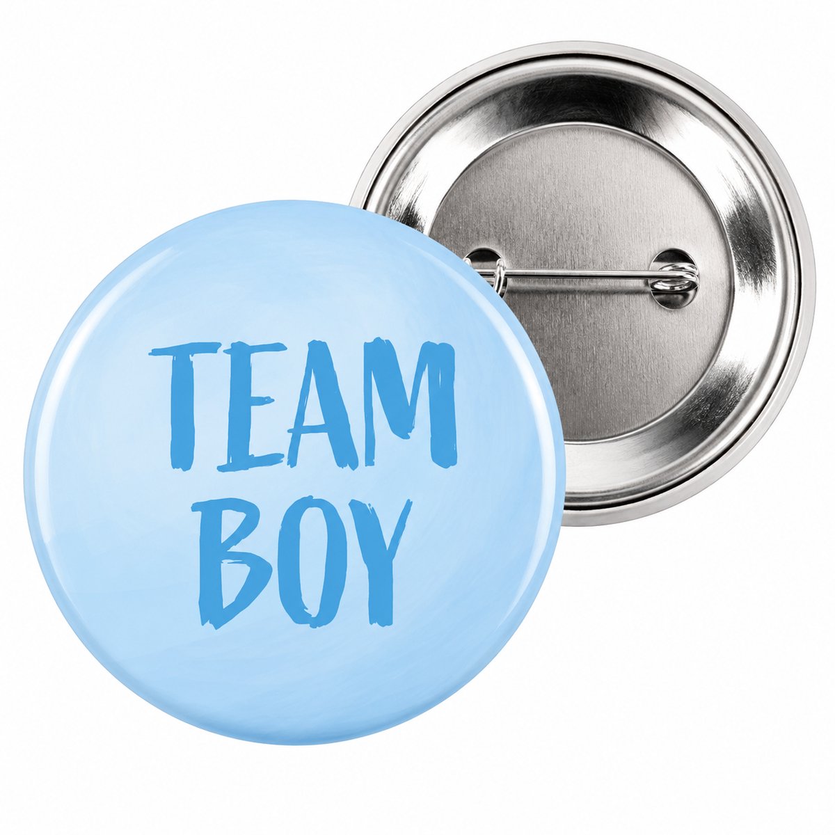 Gender reveal button - Set van 10 stuks - Team boy button - 56mm button met speld - Jongen - Blauw